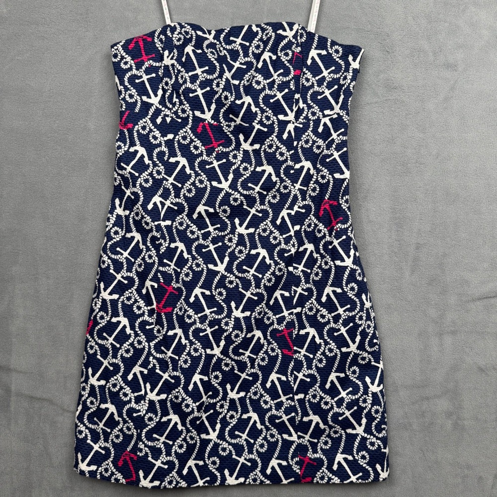 Lilly Pulitzer Strapless Clyde Mini Dress Anchor Nautical Size 0 Navy Pink White